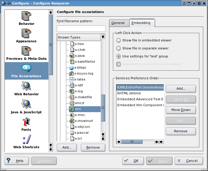 Setting files extensions