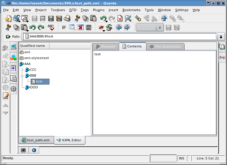 Editign XML document